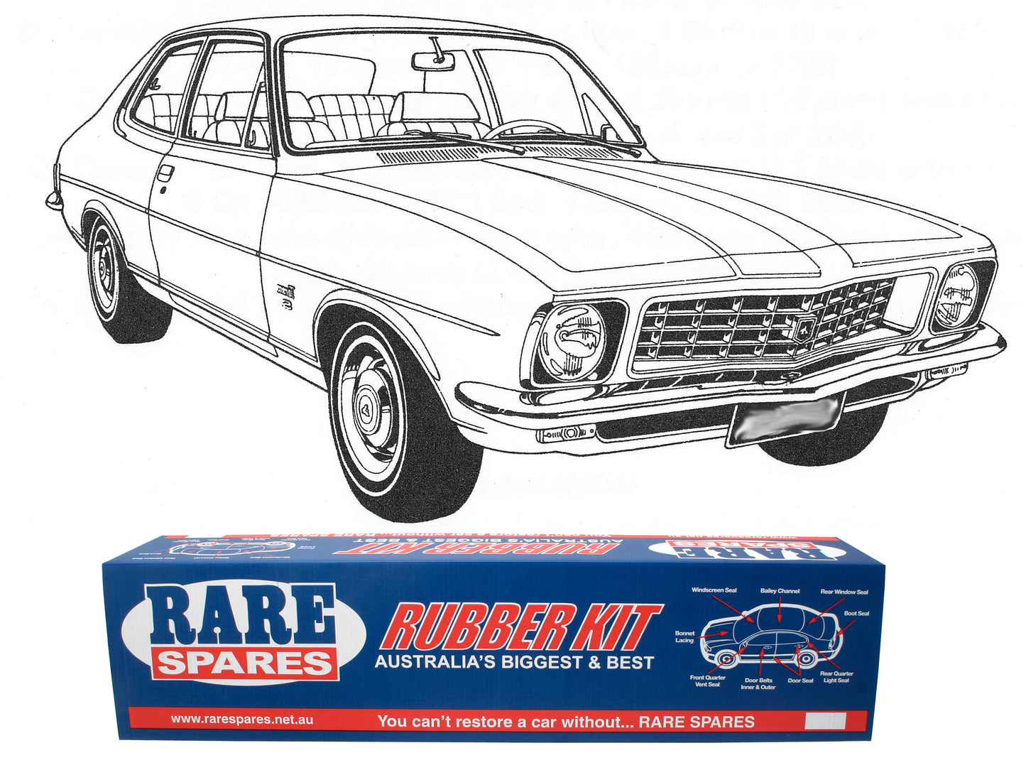 Body Rubber Kit Holden LC LJ Torana Coupe (Mid Brown) - LC1MB