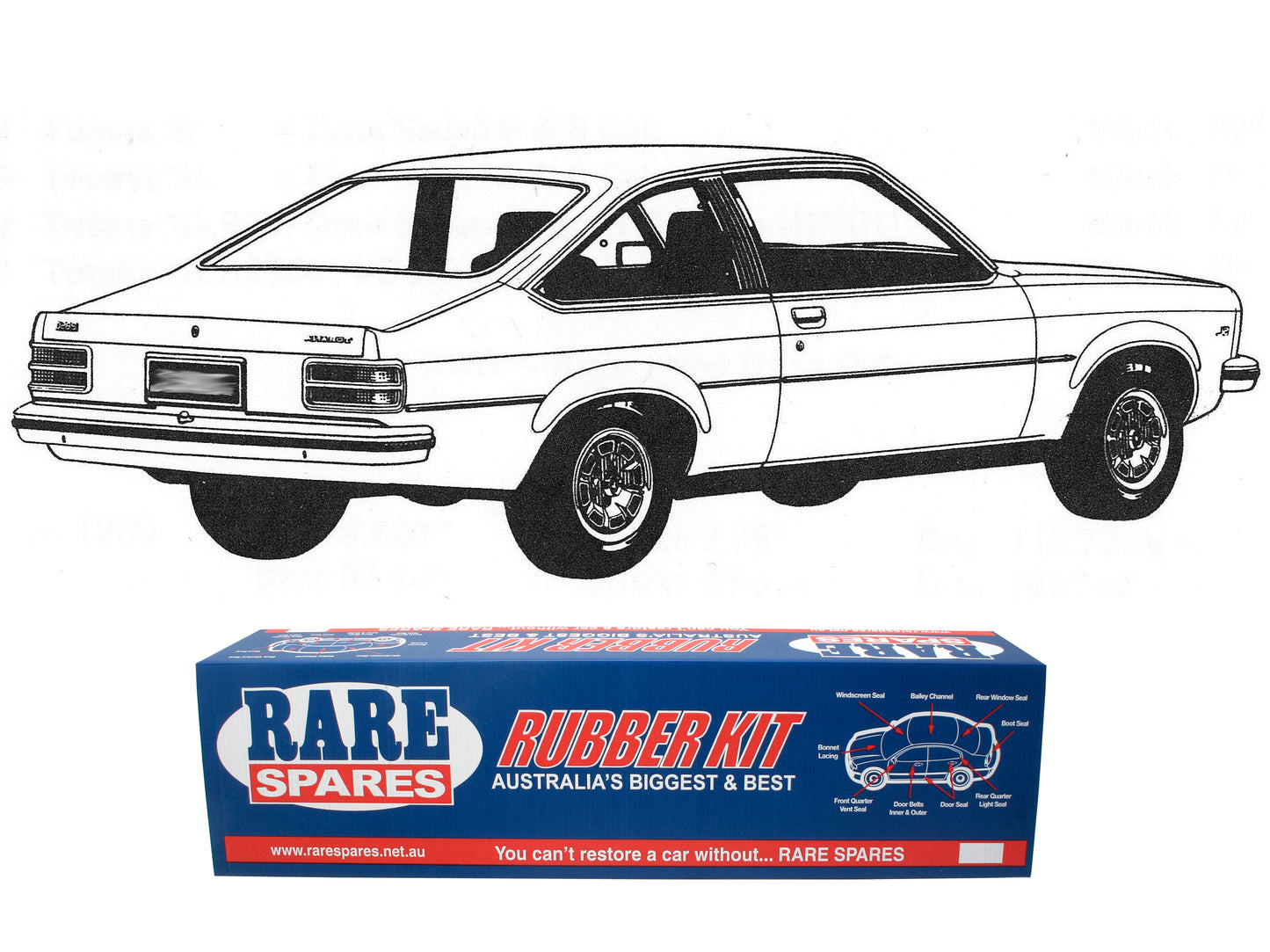 Body Rubber Kit Holden LX Torana Hatch (Mid Brown) - LX1MB