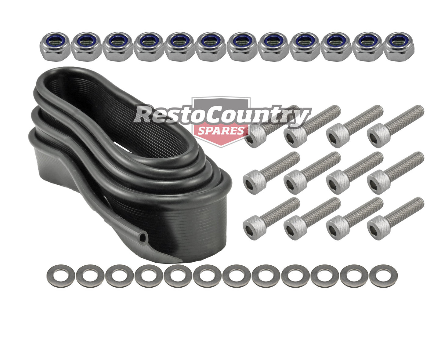 Torana Bonnet Cowl / Scoop Rubber Seal kit LH LX UC A9X - STAINLESS STEEL Bolts - MAX029