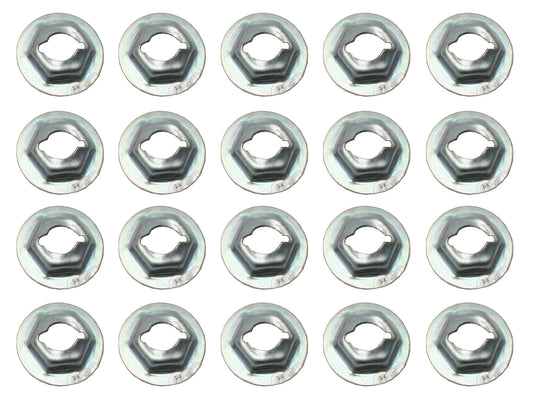 Universal Speed Nut Pack x20 1/4 Stud 7/16" Hex 11/16 Washer bolt nuts - NS0014
