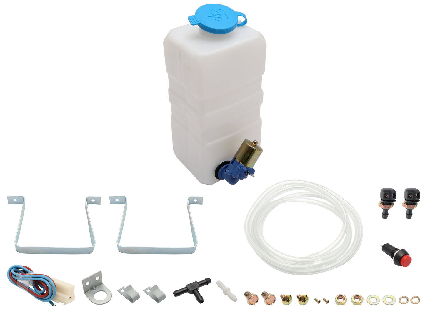 Universal Ford Windscreen Washer Bottle + Pump + Mounting Kit - Vertical Mount - NWK600