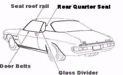 Seal Glass Divider VJ CJ VK CK CL Charger Coupe Left Hand - RGDS503