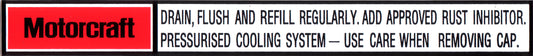Radiator Support Panel Decal Ford XA ZF - RSD2001