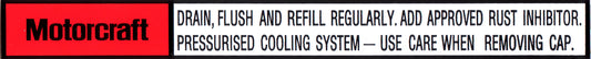 Radiator Support Panel Decal Ford XB ZG - RSD2002