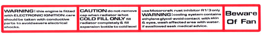 Radiator Support Panel Decal ‘Warning’ Ford XD XE ZJ ZK - RSD2004