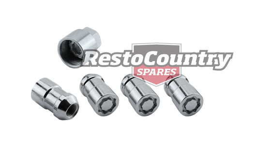 "Holden Chrome Wheel LOCK Nut Set x4 FE-EH HR-HD HK-HG HQ-WB LC-UC 7/16" - S1LOCK"
