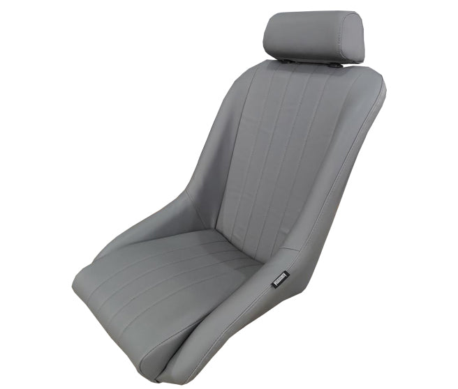 Autotecnica Low Back Seat (Grey PU Leather) With Headrest - SS25GH