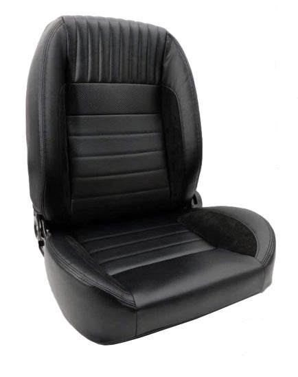 Autotecnica Retro Low Back Seat Pair (Black PU Leather) Universal / Ford / Holden - SS65