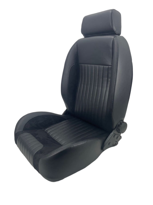 Autotecnica Retro Low Back Seat (Black PU Leather) With Headrest - SS65HR