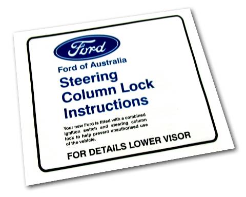 Steering Column Lock Decal Ford XA XB - SVIS