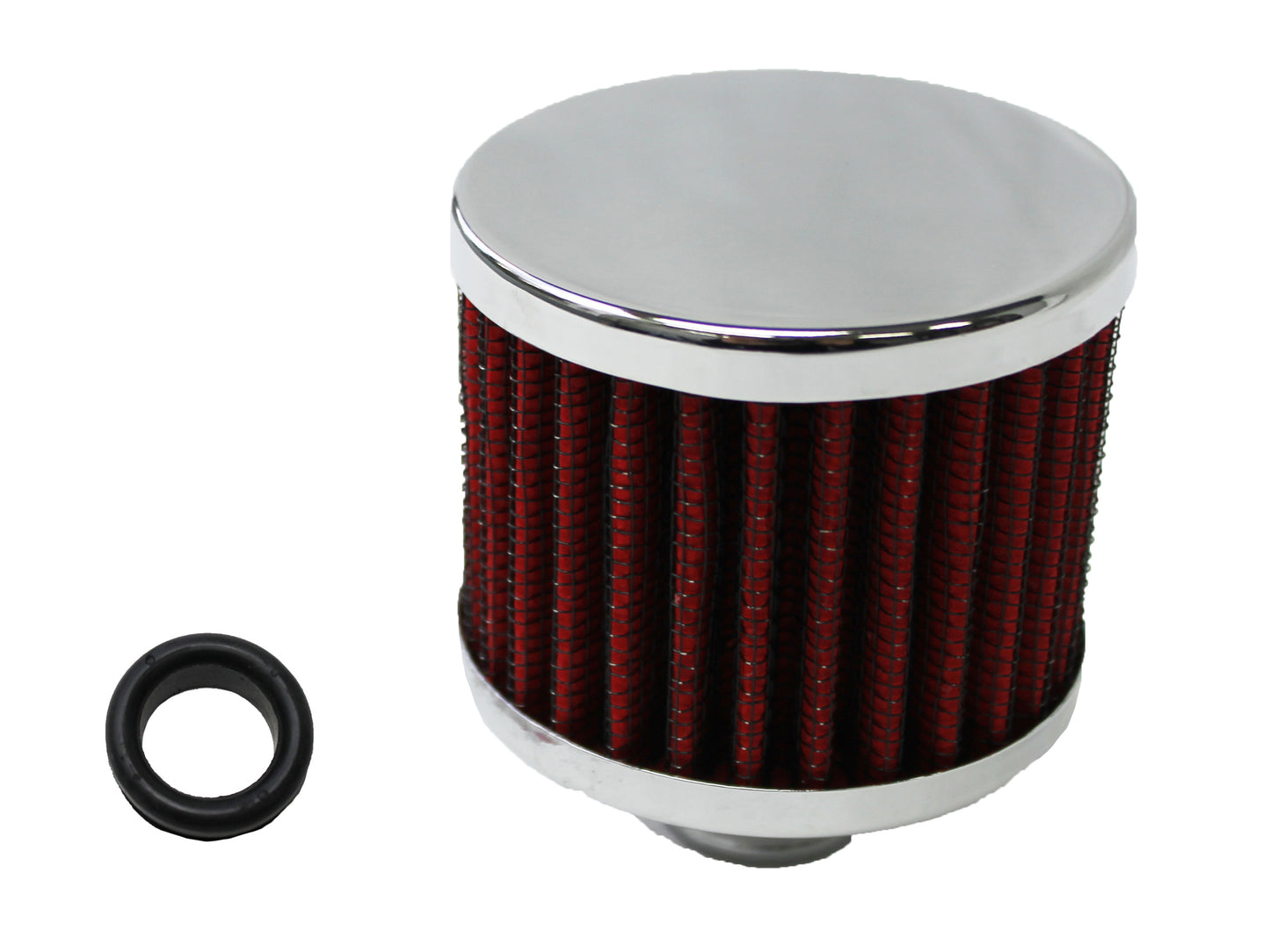 TFI Chrome Push In Valve Cover Breather Cap (Red Element) - TFI66-002