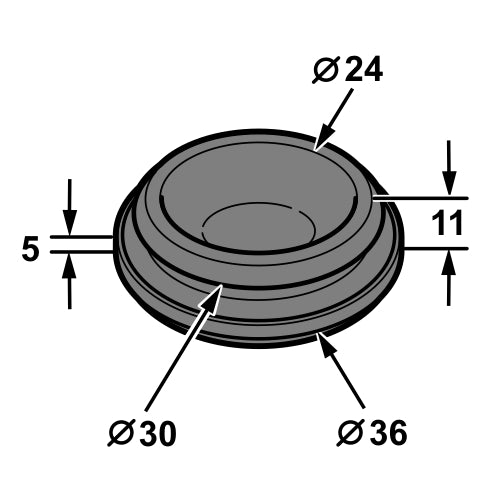 Universal Blanking Grommet Plug 28mm Hole 36mm OD Mush Head Rubber - U00014