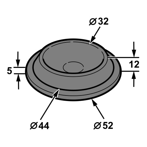 Universal Blanking Grommet Plug40mm Hole 52mm OD Mush Head Rubber - U00082