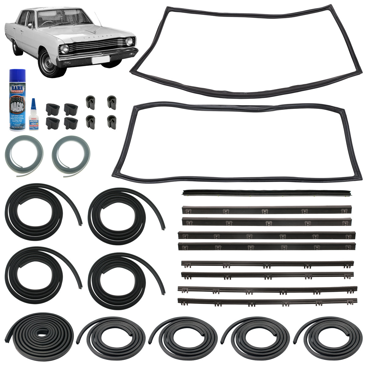 Body Rubber Kit Chrysler VE VF VG Valiant VIP Sedan (w/ Quarter Vent) - VAL23