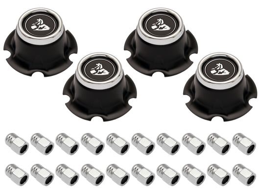 Wheel Centre Cap & Nut Kit (Black Centred Nuts) Holden Late LJ - WC1008B