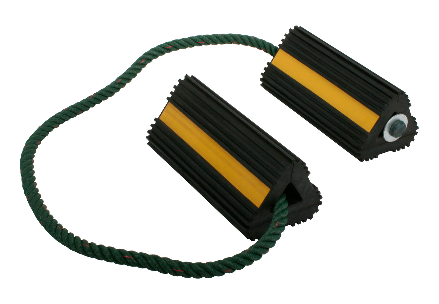 Proflex Rubber Wheel Chock (205L x 105W x 90H - 3kg) Tethered 2 Piece - WC24483