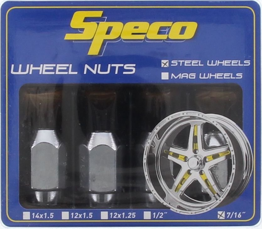 SPECO 7/16 inch CHROME Wheel Nut Set x4 - WN101