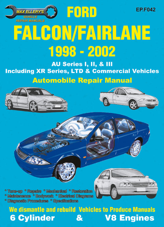 Workshop Repair Manual Ford AU Series 1,2,3 6 & 8 Cyl - WSMAU