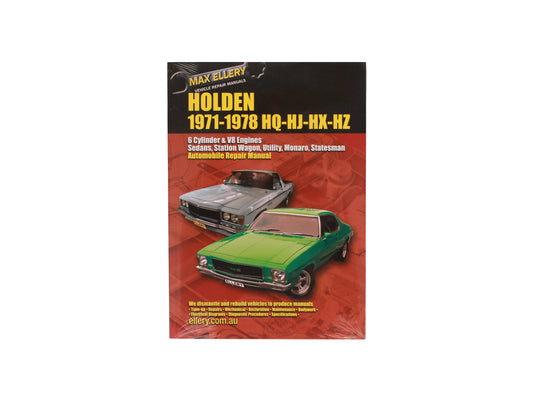 Workshop Repair Manual Holden HQ HJ HX HZ 6 & 8 Cyl - WSMHQ-HZ