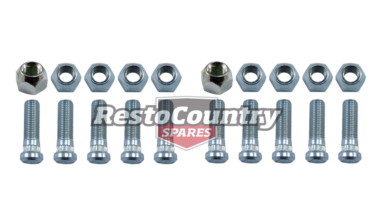 Holden Rear Drum Wheel Stud + Nut Kit x10 HQ HJ HX HZ WB Torana LH LX UC - k10079x2