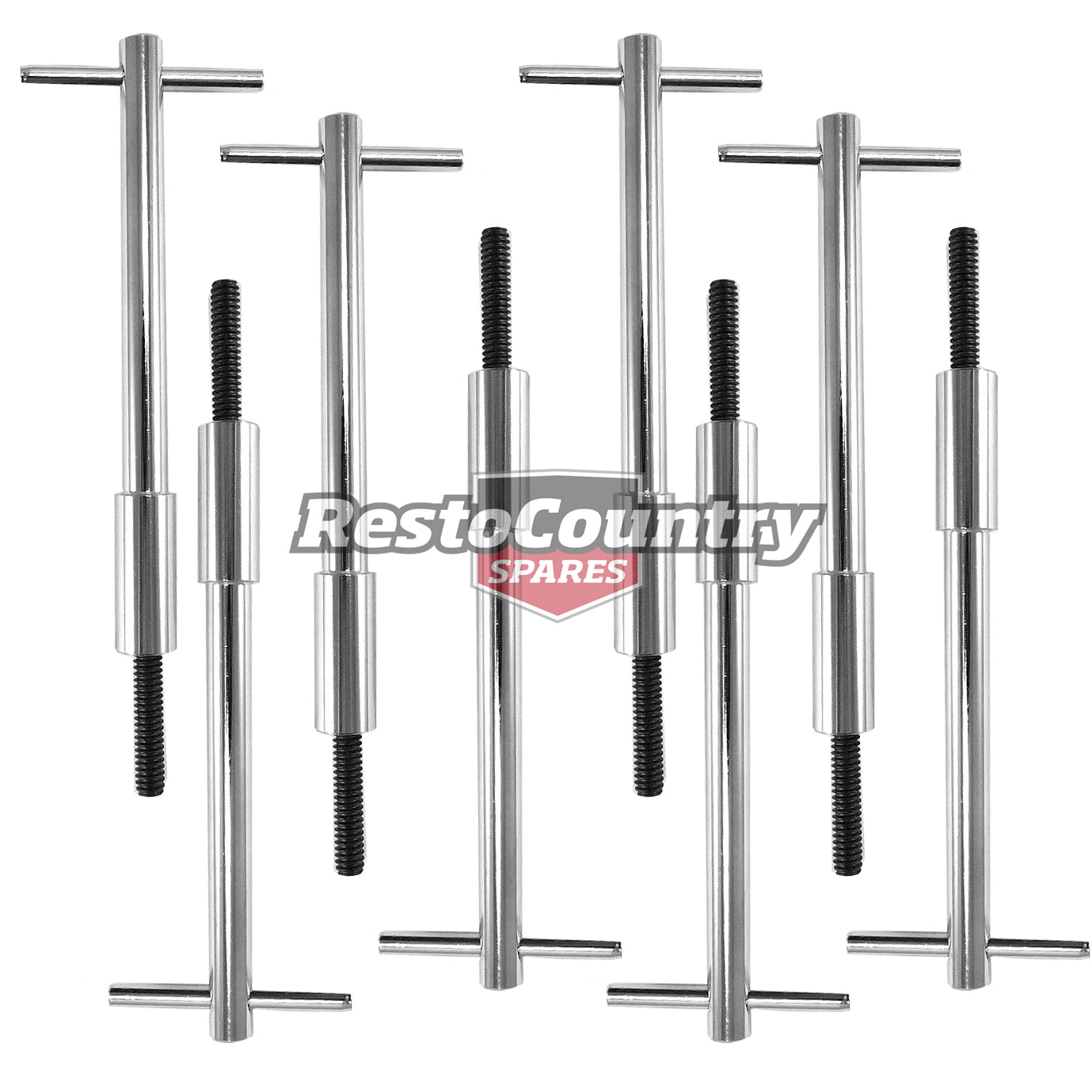 CHROME Valve Rocker Cover Hold Down Bolts -T- Handle x8 Holden Ford Chev 6 V8 - k102010-a