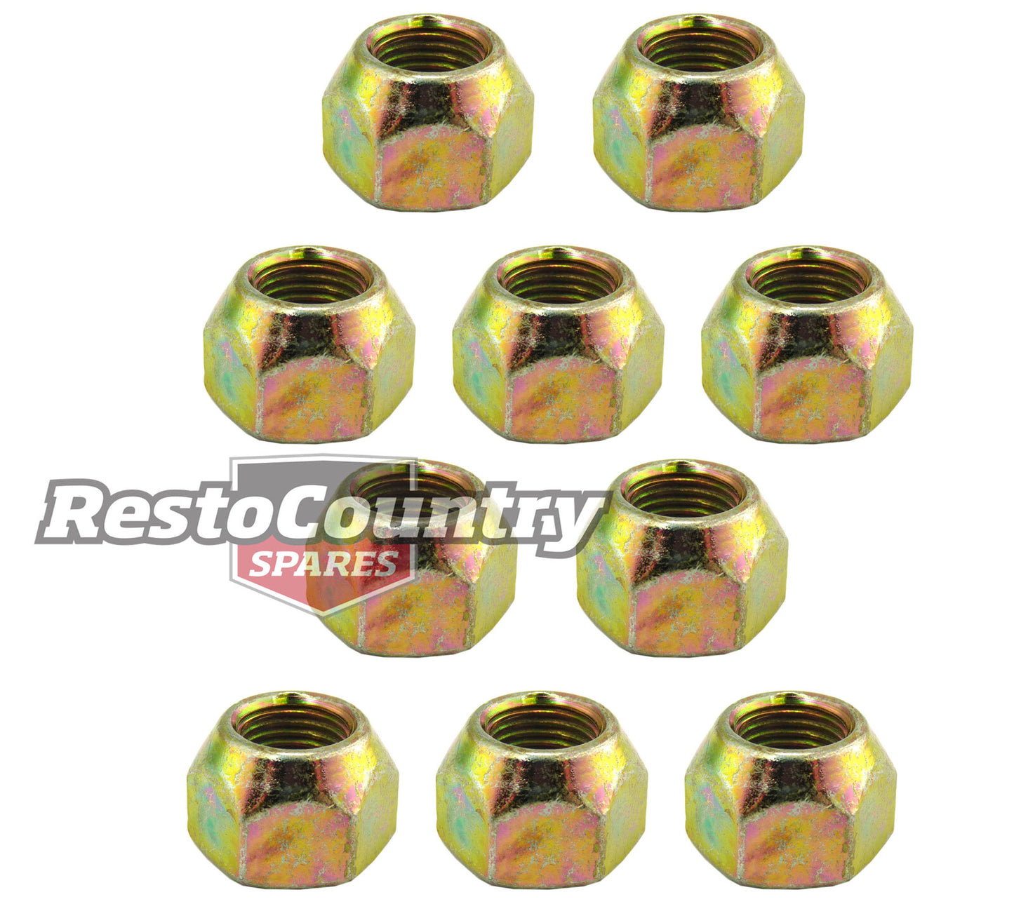 Ford Wheel Nut Set x10 suit STANDARD Steel Rim XD XE XF XG XH AU Open End - k20401-a