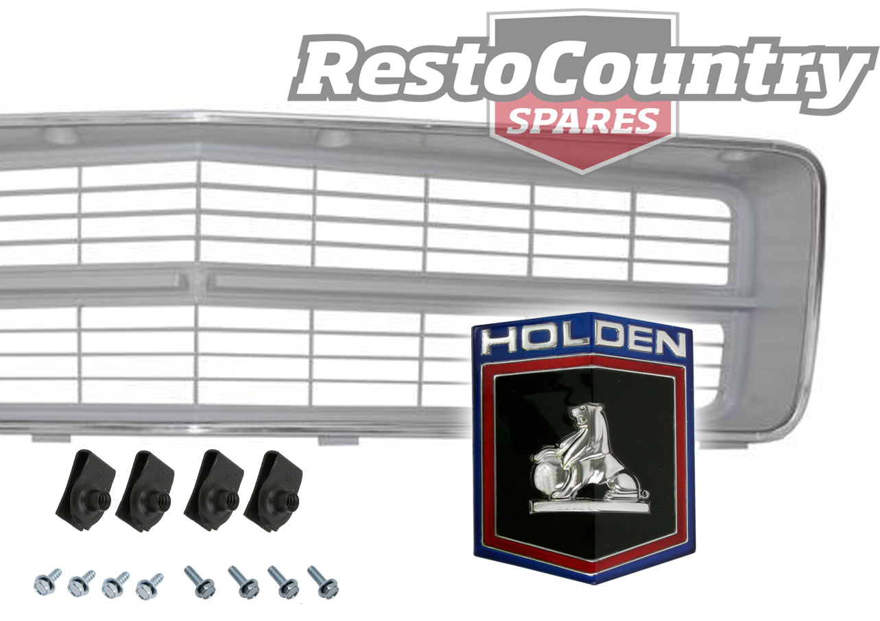 Holden HQ SILVER Grille + Badge insert + Moulding + Screw kit Belmont Kingswood - k2813762-a