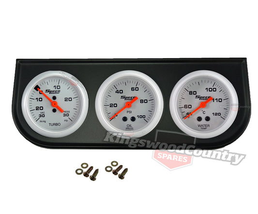 Speco 2" Sports Gauge Kit x3 Mechanical Vacuum Boost + Water Temp + Oil Pressure - k524-a