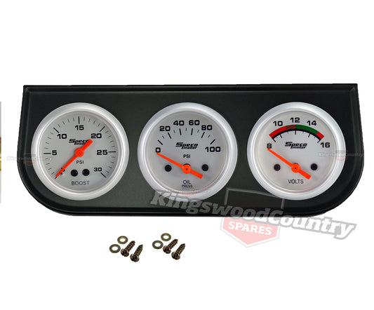 Speco 2" inch Gauge Kit Electric Oil Pressure + Turbo Boost + Voltage + Holder - k524-b