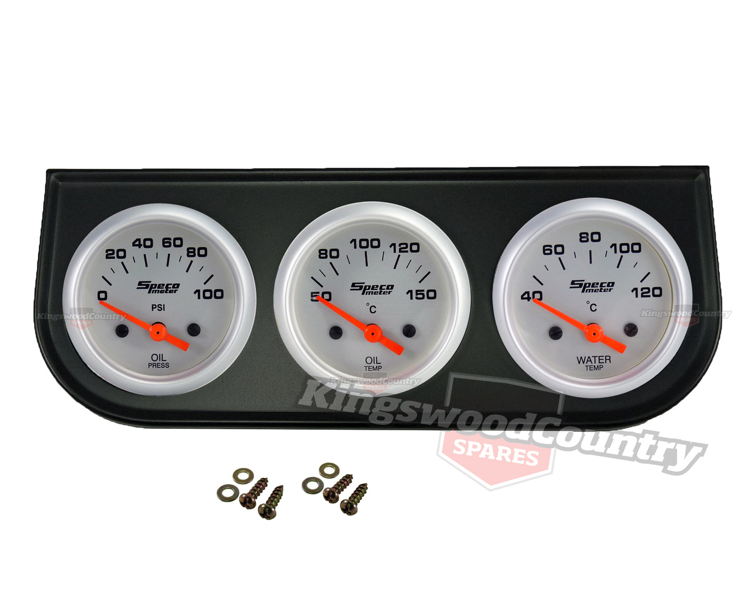 Speco 2" inch Gauge Kit Sports Series Oil Pressure + Temp + Water + Holder NEW - k524-d