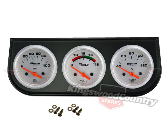 Speco 2" inch Gauge Kit Sports Oil Pressure + Voltage + Water Temp + Holder New - k524-e
