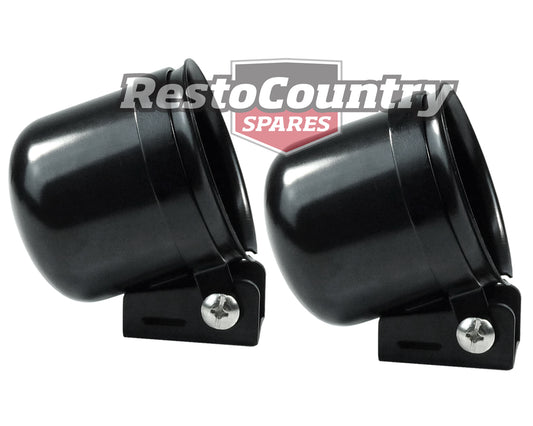 Speco 2 5/8 Black Steel Gauge Pod PAIR + Mounting Kit Clamp Type holder cup - k534-90x2