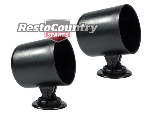 Speco 2 5/8 Black Plastic Gauge Pod PAIR + Mounting Kit holder cup dial - k534-99x2