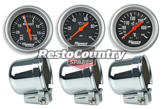 Speco 2 5/8 Gauge Kit Boost +Oil Temp + Oil Pressure + 3x Chrome Pods Mechanical - k535-b