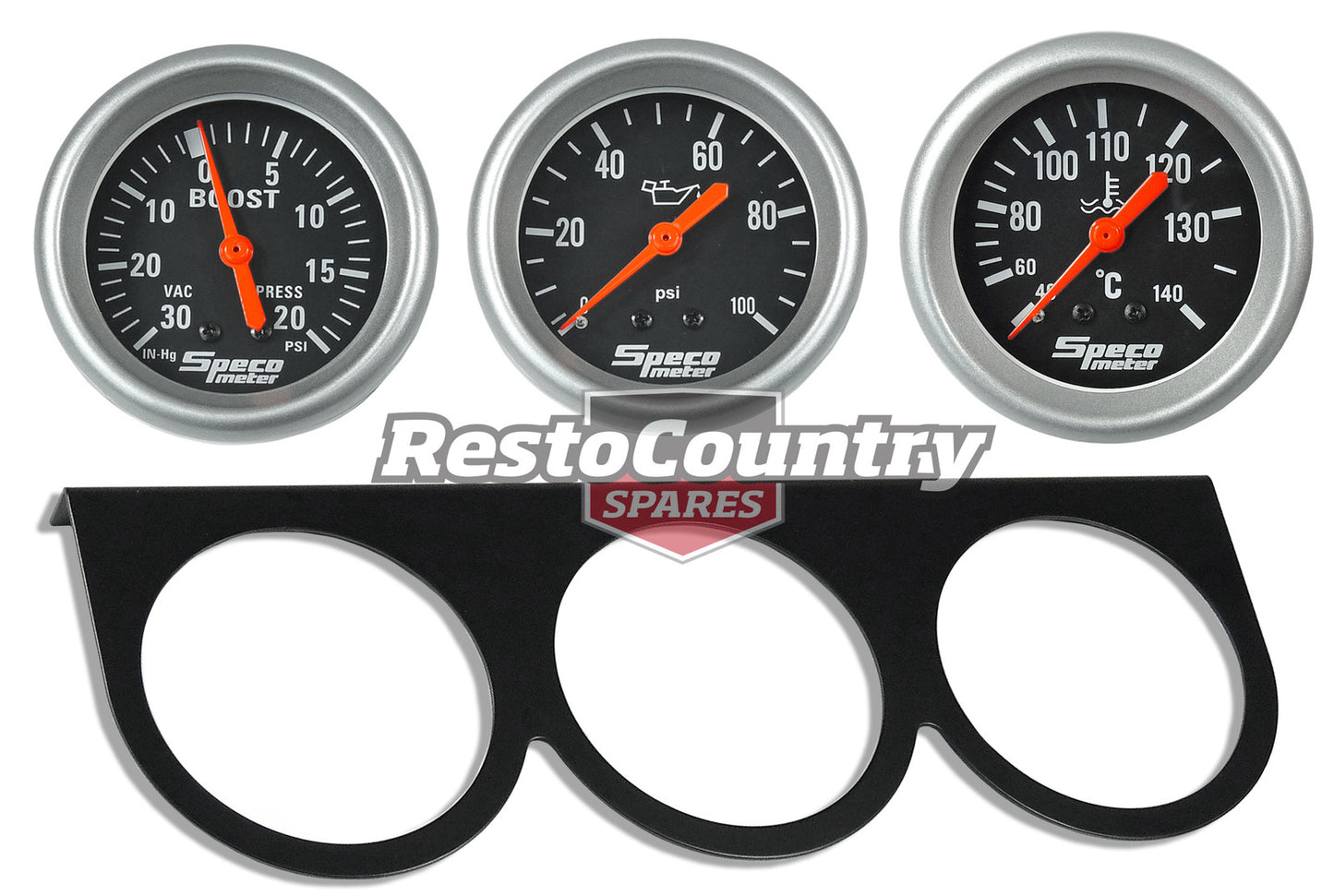 Speco 2 5/8 Gauge Kit Boost + Oil Pressure  +Water Temp +Holder Panel Mechanical - k535-c