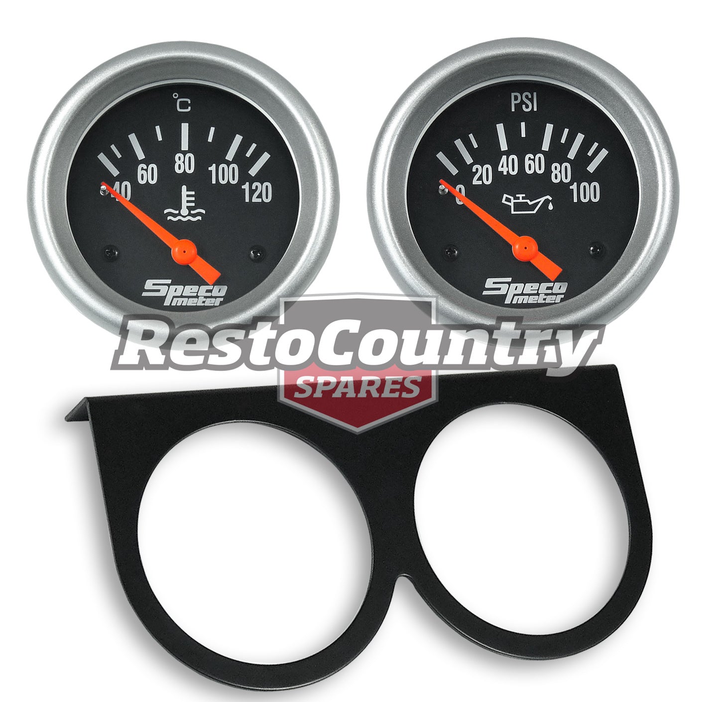 Speco 2 5/8 Gauge Kit Oil Pressure + Water Temp + Holder Panel Black Electrical - k535-e