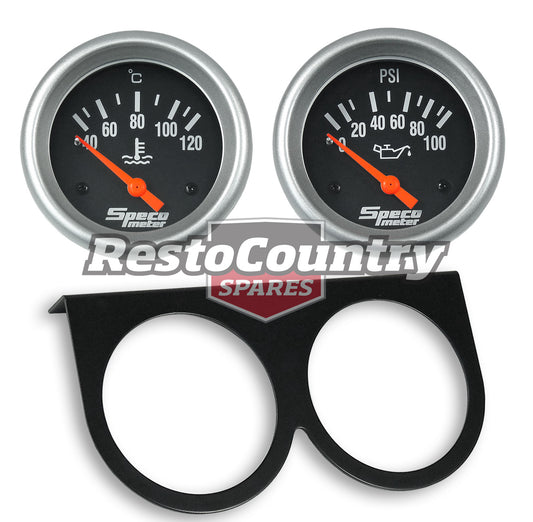 Speco 2 5/8 Gauge Kit Oil Pressure + Water Temp + Holder Panel Black Electrical - k535-e