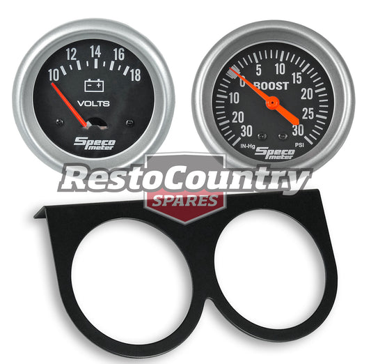 Speco 2 5/8 Gauge Kit Volts Meter + Boost 30psi + Holder Panel Black Performance - k535-f