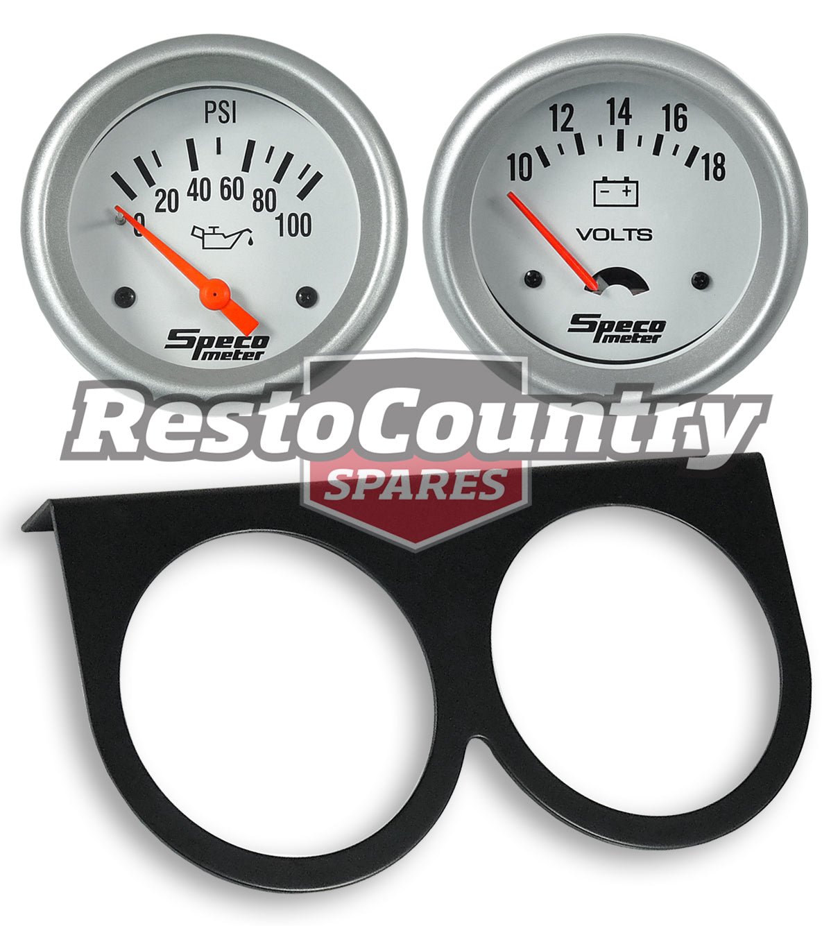 Speco 2 5/8 Gauge Kit Volts + Oil Pressure + Holder Silver Pro Series Electrical - k537-d