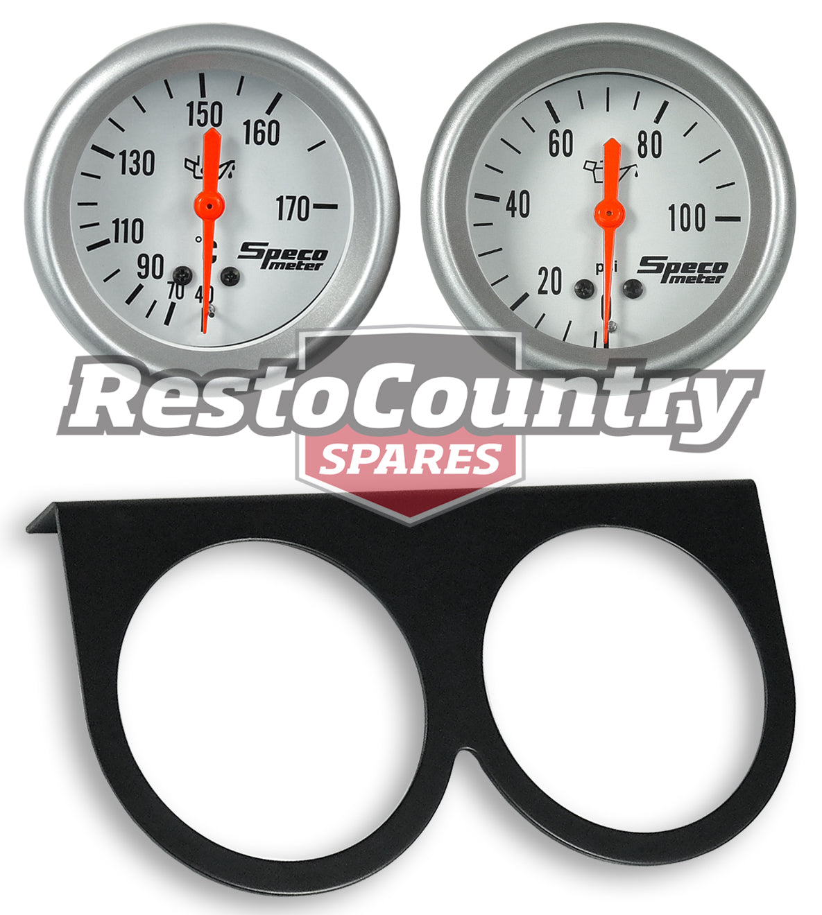 Speco 2 5/8 Gauge Kit Oil Pressure + Temperature + Holder Panel Silver Mechanical - k537-g