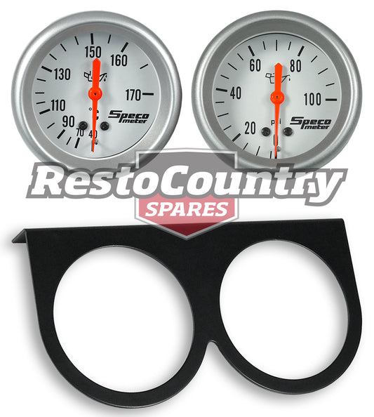 Speco 2 5/8 Gauge Kit Oil Pressure + Temperature + Holder Panel Silver Mechanical - k537-g