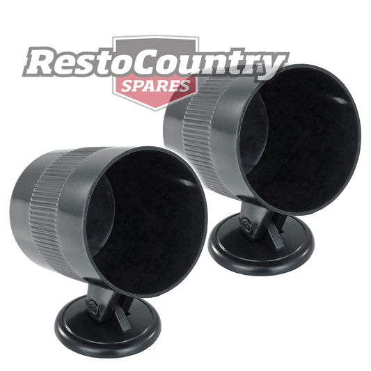 Speco 2" Gauge Holder Pod + Fitting Kit x2 BLACK Plastic mount cup - k541-00-a