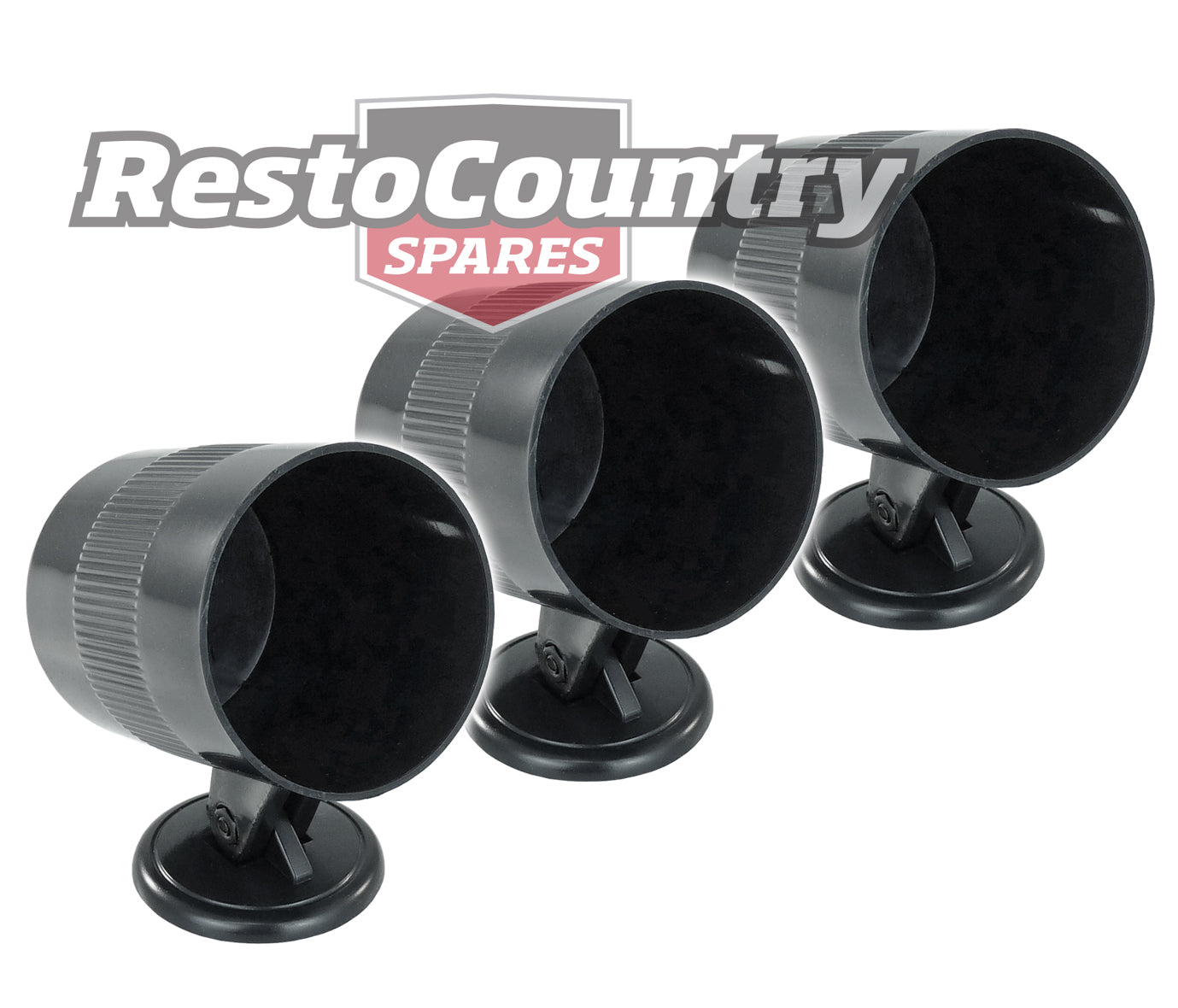 Speco 2" Gauge Holder Pod + Fitting Kit x3 BLACK Plastic mount cup - k541-00-b