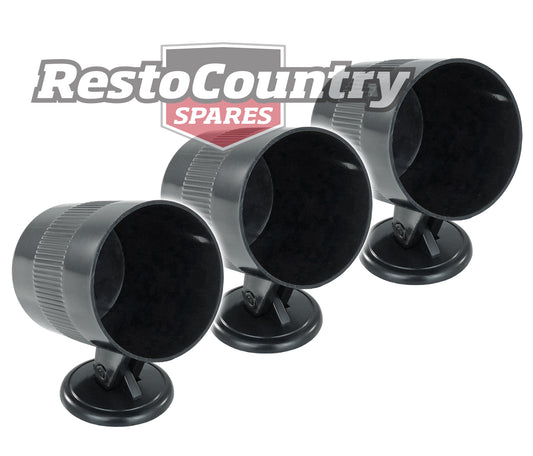 Speco 2" Gauge Holder Pod + Fitting Kit x3 BLACK Plastic mount cup - k541-00-b