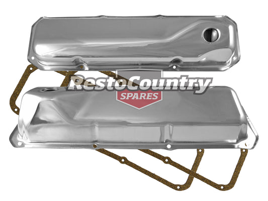 Ford V8 Chrome Rocker Covers + Gaskets Set Pair Standard Height 302 351 Cleveland - k551911-a