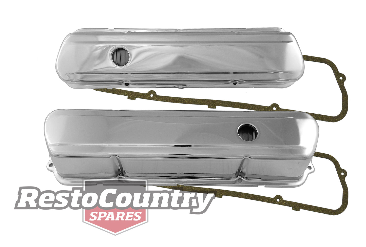 Holden 253 308 V8 Chrome Rocker Covers 3.5" + Gaskets Set Smooth x2 - k551932-A