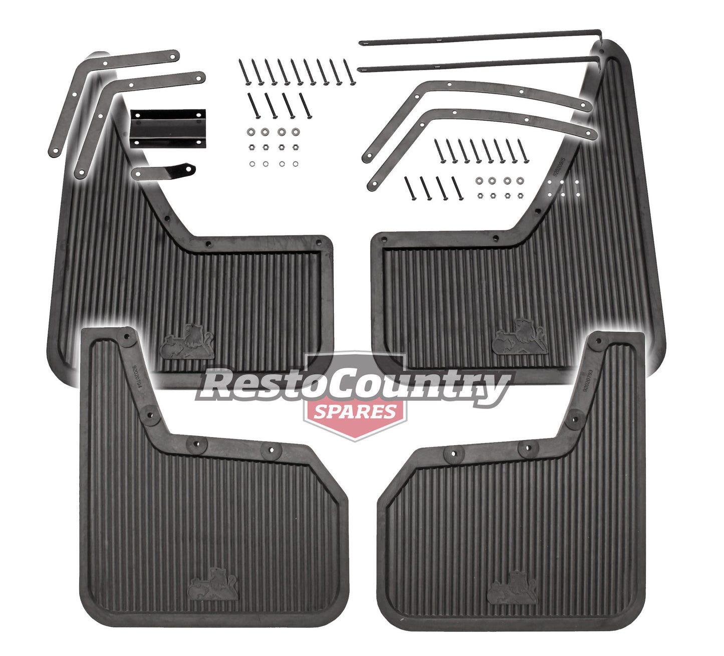 Holden Commodore FRONT + REAR Mudflap Set NEW VK VL WAGON W/Lion Logo mud flaps - k92020918-b