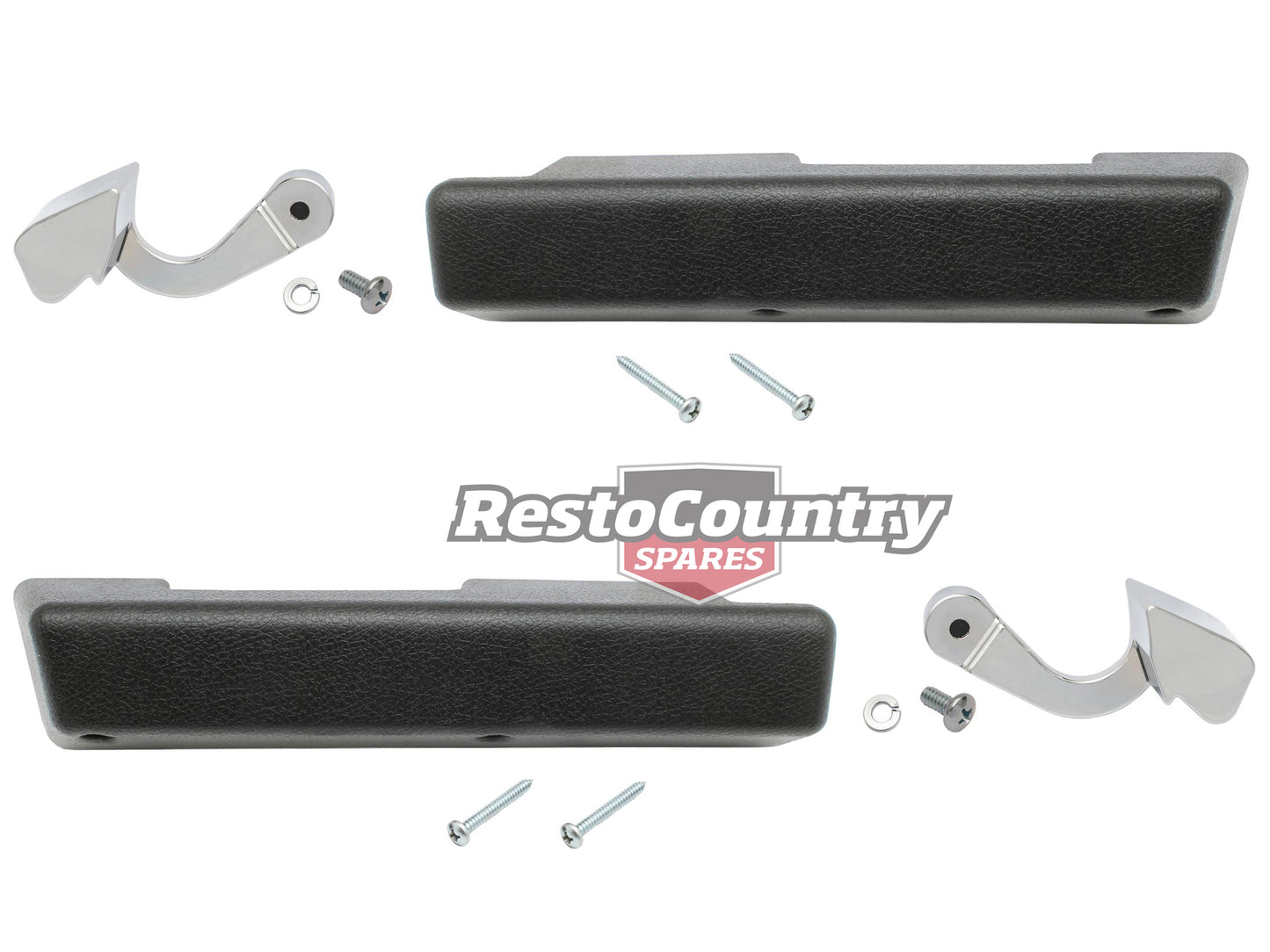 Holden FRONT Armrest BLACK + Inner Door Handle Kit Left+ Right HQ HJ HX HZ WB - kAR1002-1003-a