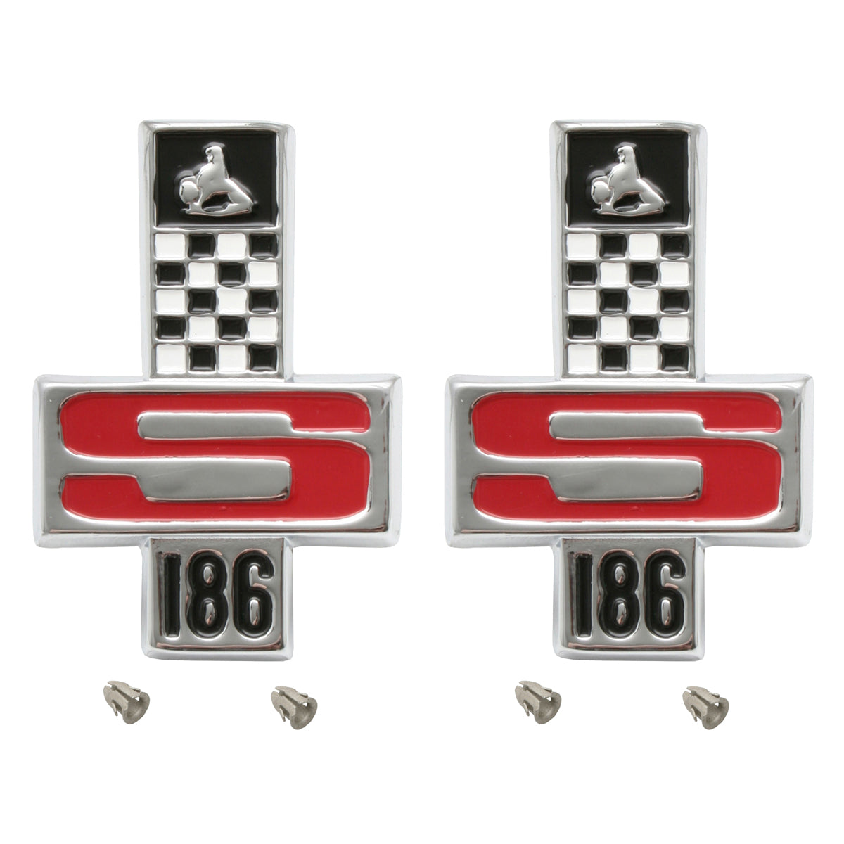 Holden "186s" Badge PAIR HR HG GTS 6Cyl Fender or Boot trunk guard emblem flag - kB1040-a