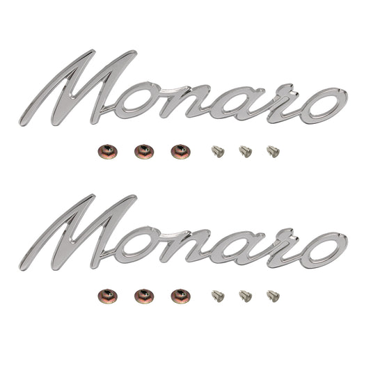 Holden - MONARO -Badge PAIR Chrome  + Clips HK HT HG gts emblem logo - kB1046A-b